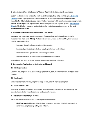 Advanced Exosome Therapy in Dubai