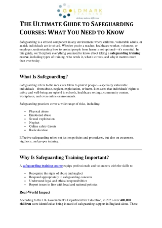 THE ULTIMATE GUIDE TO SAFEGUARDING COURSES: WHAT YOU NEED TO KNOW