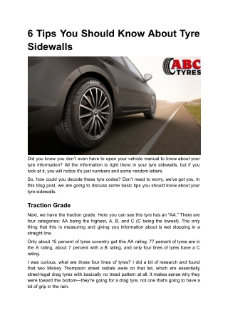 6 Tips You Should Know About Tyre Sidewalls