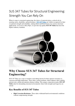 SUS 347 Tubes for Structural Engineering (1)