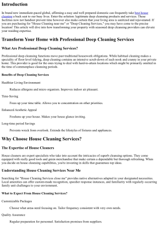 Transform Your Home with Professional Deep Cleaning Services