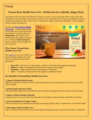 Trusoul Heart Health Green Tea – Daily Herbal Support for a Stronger Heart