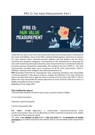 IFRS 13 Fair Value Measurement- Part 1