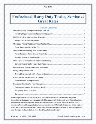 Professional Heavy Duty Towing Service at Great Rates