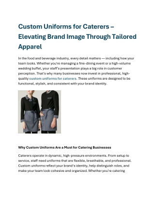 Custom Uniforms for Caterers – Elevating Brand Image Through