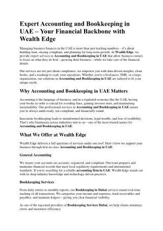 Accounting and Bookkeeping in UAE