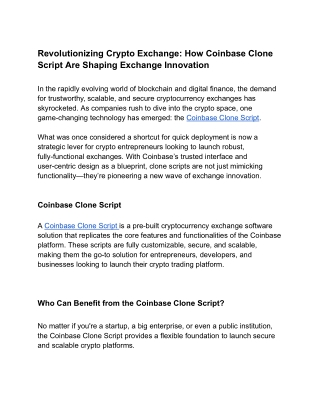 Revolutionizing Crypto Exchange_ How Coinbase Clone Script Are Shaping Exchange Innovation