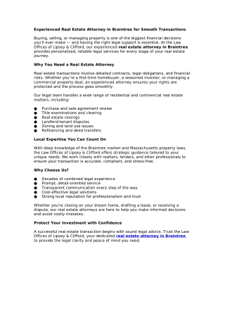 Experienced Real Estate Attorney in Braintree for Smooth Transactions