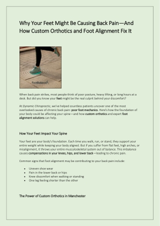 Why Your Feet Might Be Causing Back Pain—And How Custom Orthotics and Foot Alignment Fix It