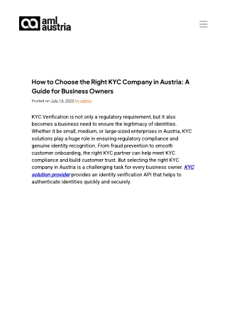 How to Choose the Right KYC Company in Austria: A Guide for Business Owners