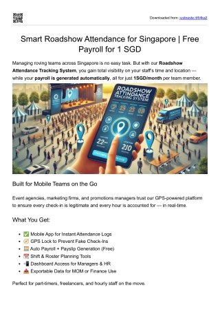 Roadshow Attendance Tracking System Singapore | Free Payroll 1SGD/Month
