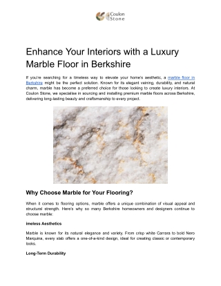 Enhance Your Interiors with a Luxury Marble Floor in Berkshire