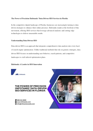 The Power of Precision IInfotanks’ Data-Driven SEO Services in Florida