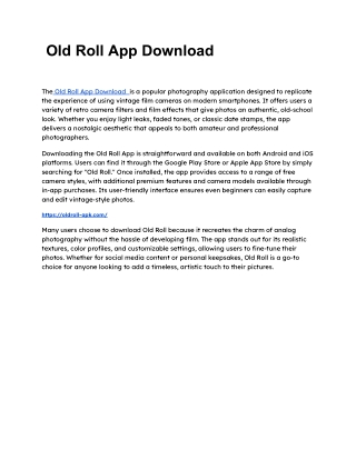 Old Roll App Download
