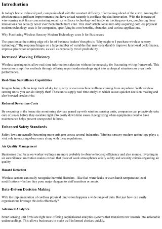 Why Purchasing Wireless Sensory Innovation deserves It for Services