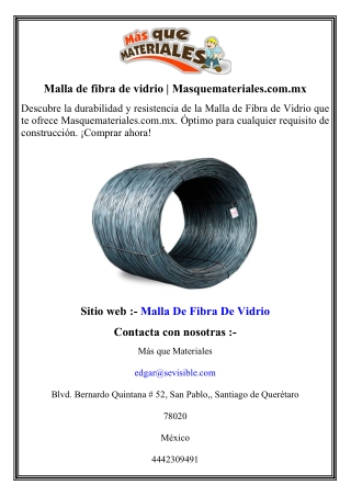 Malla de fibra de vidrio  Masquemateriales.com.mx