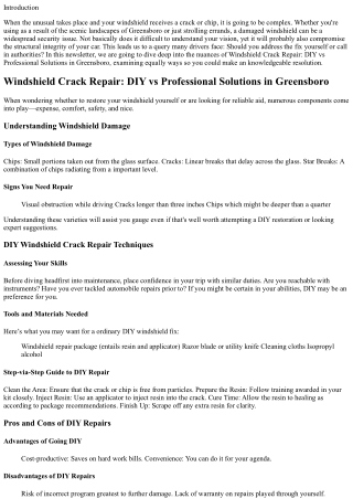 Windshield Crack Repair: DIY vs Professional Solutions in Greensboro