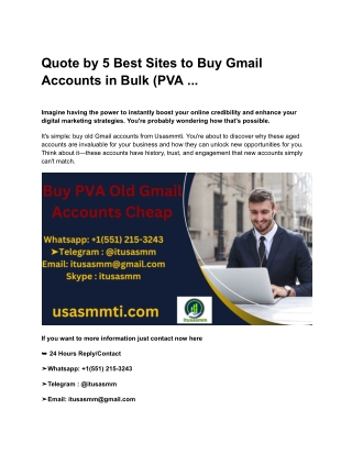 Quote by 5 Best Sites to Buy Gmail Accounts in Bulk (PVA