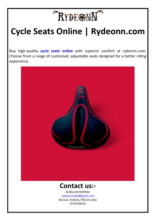 Cycle Seats Online | Rydeonn.com