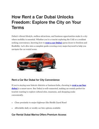 How Rent a Car Dubai Unlocks Freedom