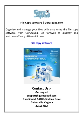 File Copy Software  Gurusquad.com