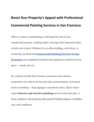The Ultimate Guide to Commercial Painting Services in San Francisco
