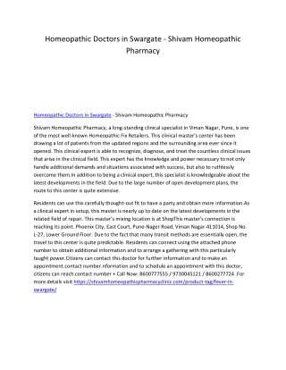 Homeopathic Doctors in Swargate - Shivam Homeopathic Pharmacy