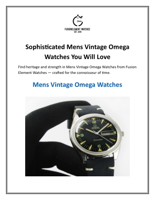 Sophisticated Mens Vintage Omega Watches You Will Love
