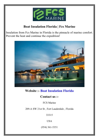 Boat Insulation Florida   Fcs Marine
