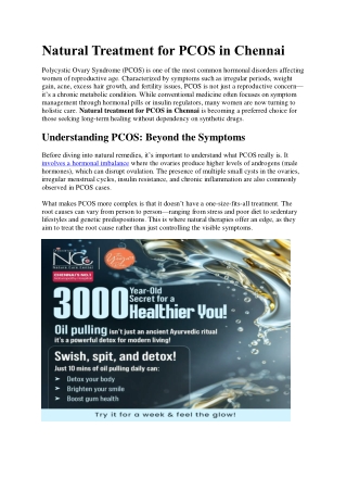 Natural Treatment for PCOS in Chennai