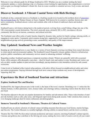 Comprehensive Local Information About Southend in 2025