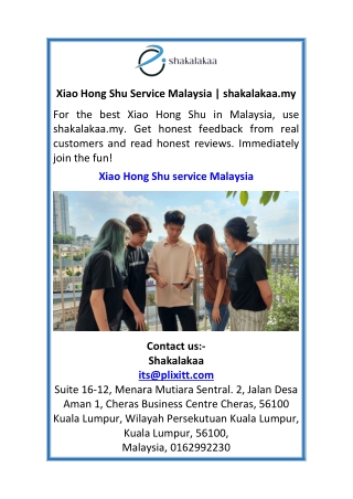 Xiao Hong Shu Service Malaysia  shakalakaa.my