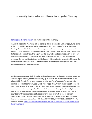 Homeopathy doctor in Bhosari - Shivam Homeopathic Pharmacy