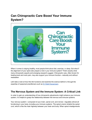 Chiropractic Adjustments and Immunity: Uncovering the Nervous System Link