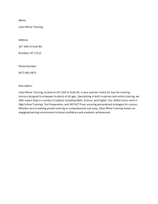 Julian Rhine Tutoring