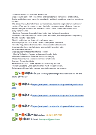 Transferwise Account Limits And Restrictions