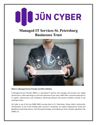 Managed IT Services St. Petersburg Businesses Trust - Jun Cyber