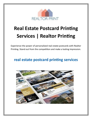 Real Estate Postcard Printing Services