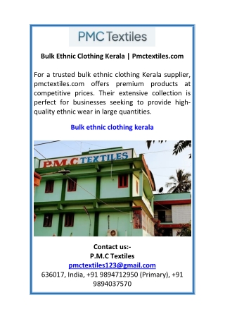 Bulk Ethnic Clothing Kerala  Pmctextiles.com