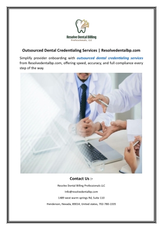 Outsourced Dental Credentialing Services.Resolvedentalbp