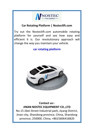 Car Rotating Platform  Nosteclift.com