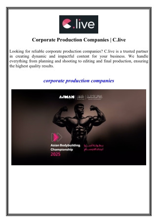Corporate Production Companies C.live
