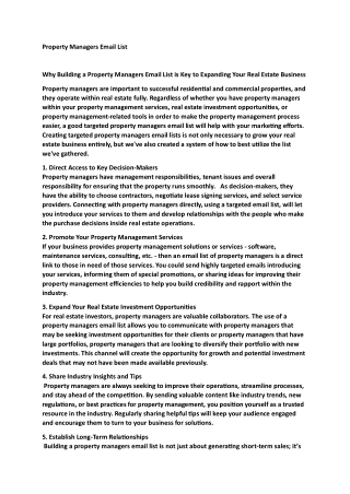 Property Managers Email List