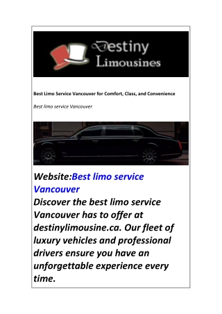 Best Limo Service Vancouver for Comfort, Class, and Convenience