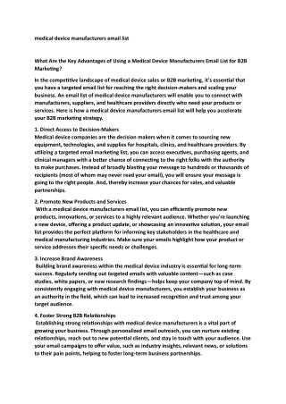 medical device manufacturers email list