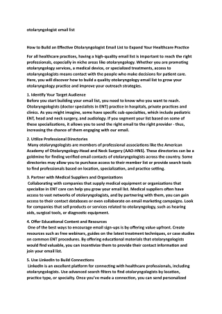 otolaryngologist email list