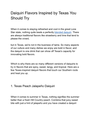 Daiquiri Flavors Inspired by Texas You Should Try