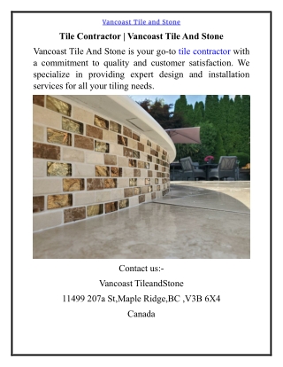 Tile Contractor  Vancoast Tile And Stone