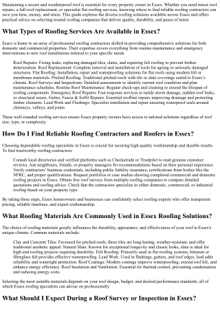 Where Can I Find Property Roofing Solutions in Essex in 2025?