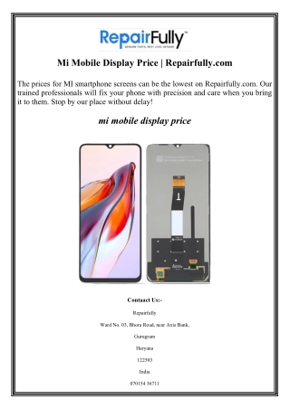 Mi Mobile Display Price Repairfully.com